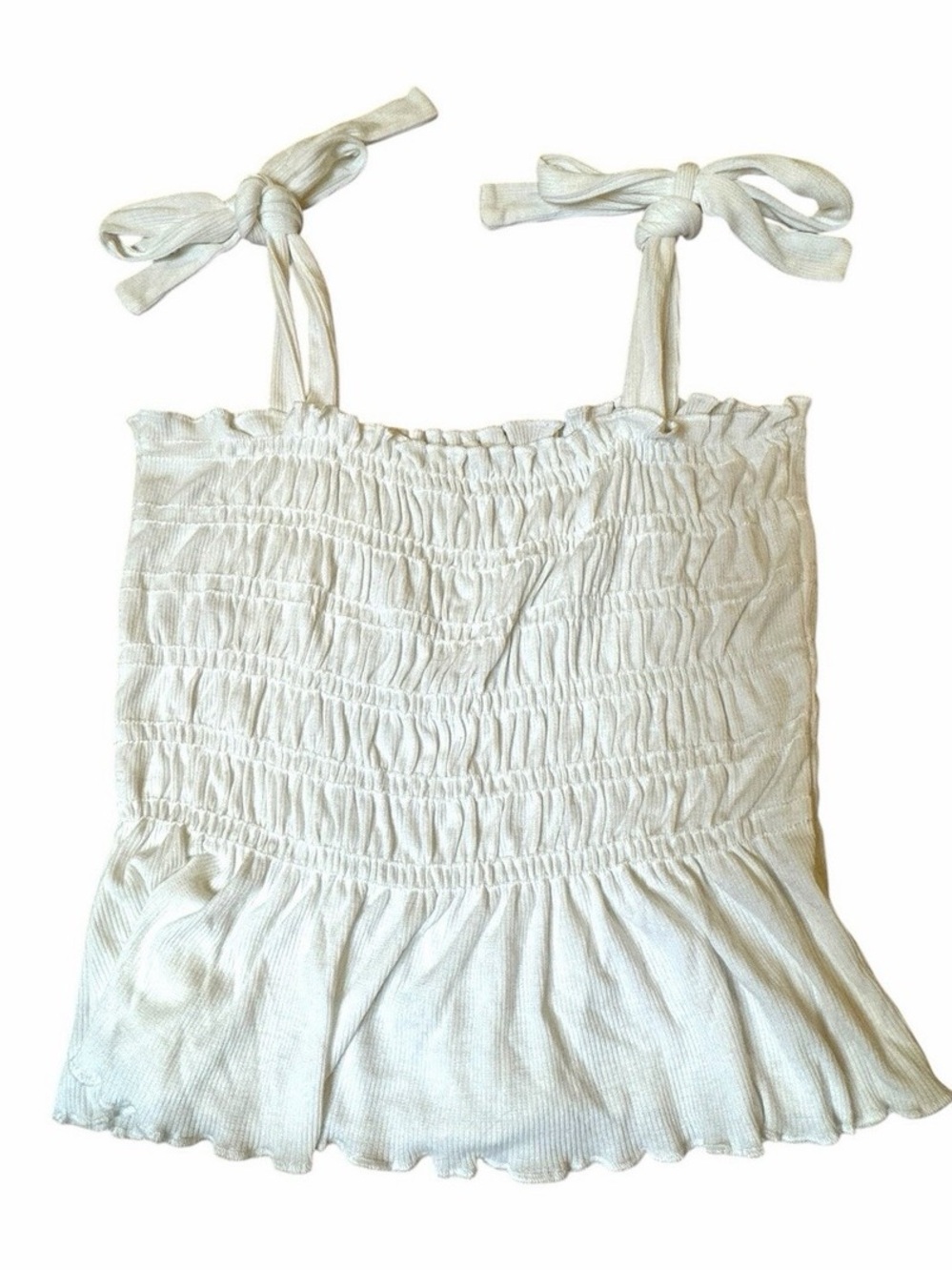 Alter’d State White Smocked Tie Strap Peplum Tank Top Cottagecore S - Picture 5 of 7